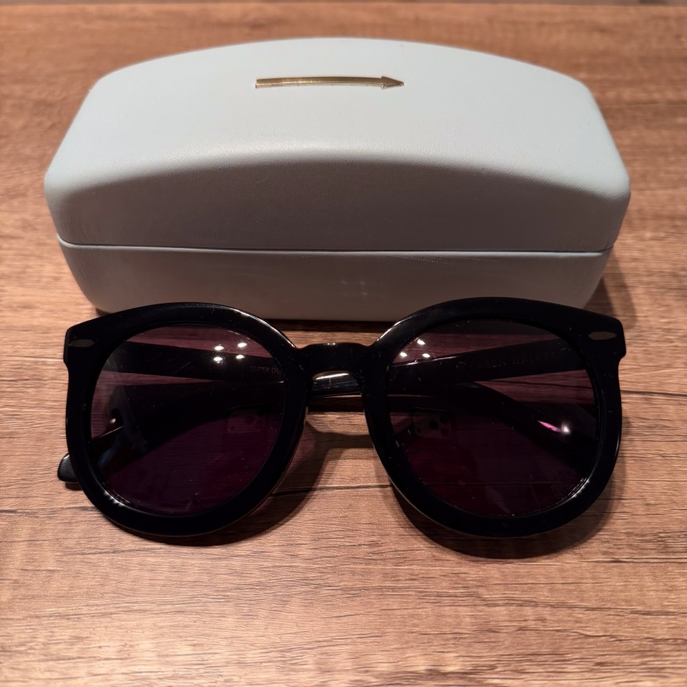 Karen Walker Super Duper Strength Black Sunglasses with Case